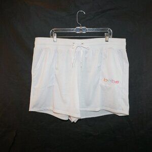 BEBE Embroidered Logo White Stretch Cotton Summer Pullon Shorts 3X